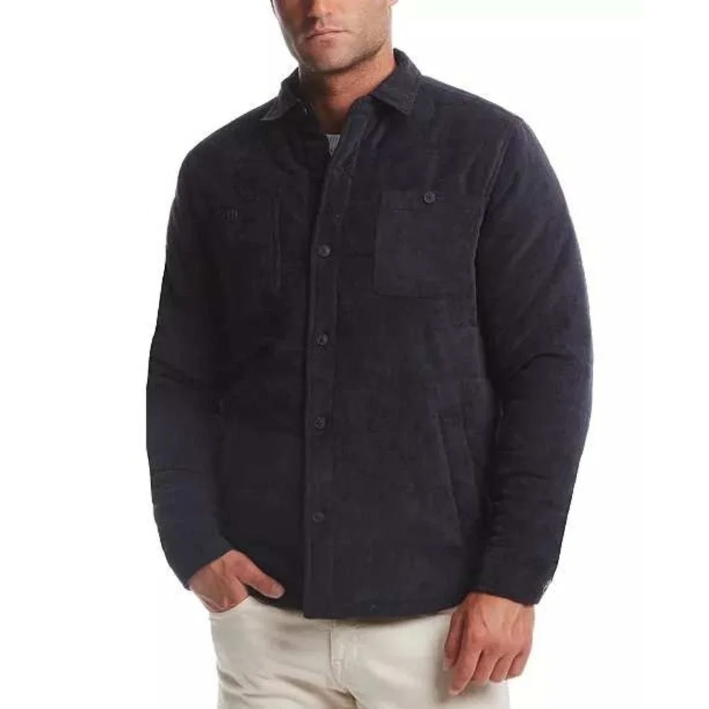 Weatherproof Vintage Mens Black Corduroy Button-Front Quilted Jacket‎ Large NWT